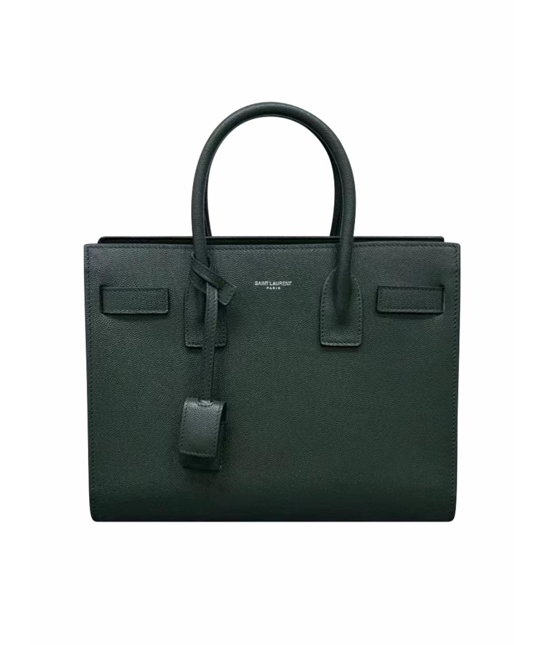 SAINT LAURENT Зеленая кожаная сумка с короткими ручками, фото 1