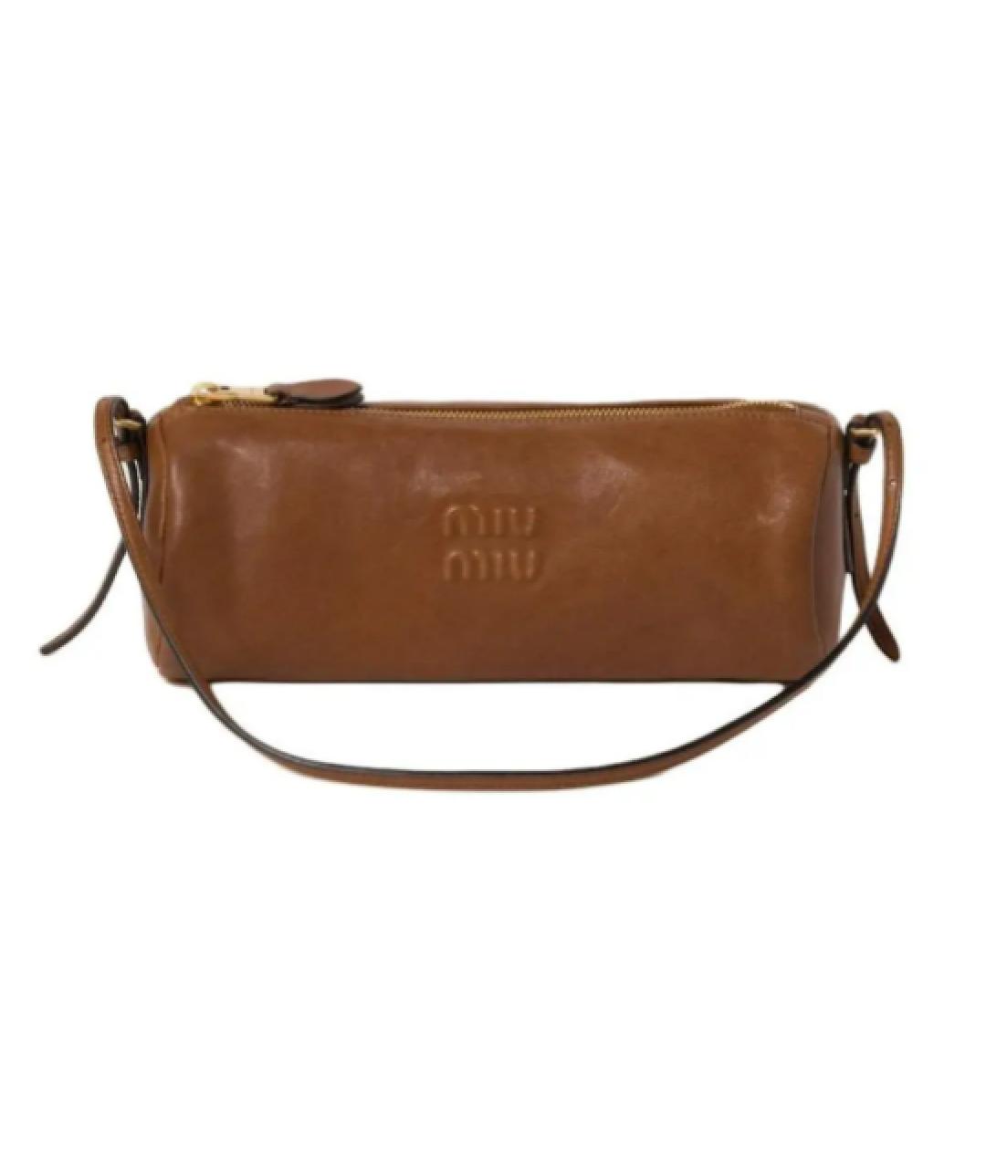 MIU MIU Коричневая кожаная сумка с короткими ручками, фото 1