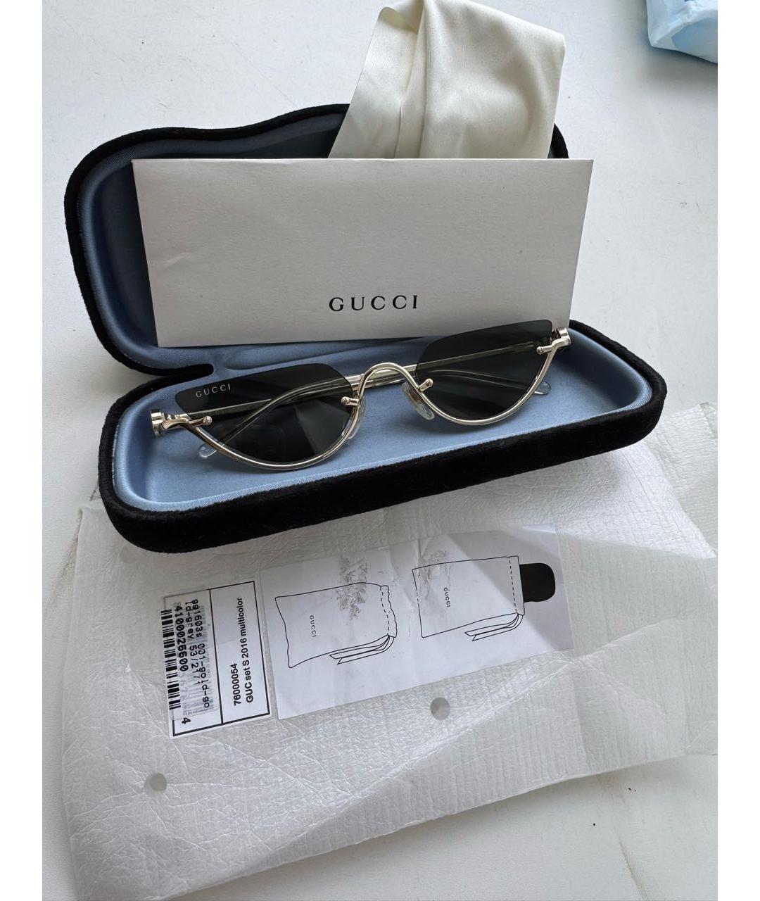 GUCCI Золотые металлические солнцезащитные очки, фото 5