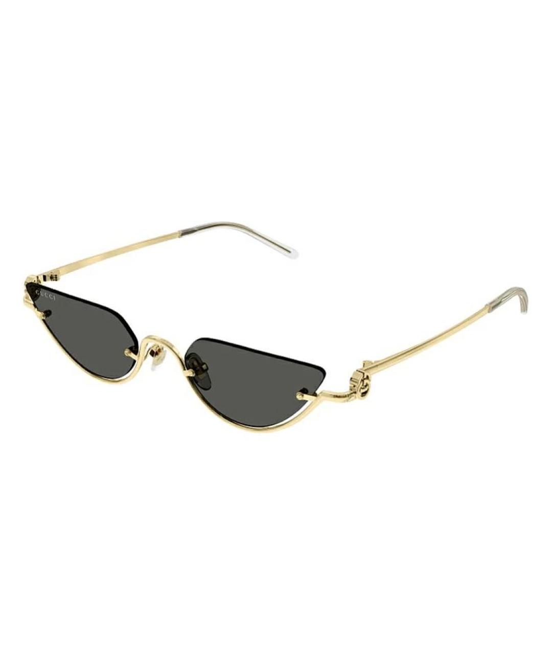 GUCCI Золотые металлические солнцезащитные очки, фото 2