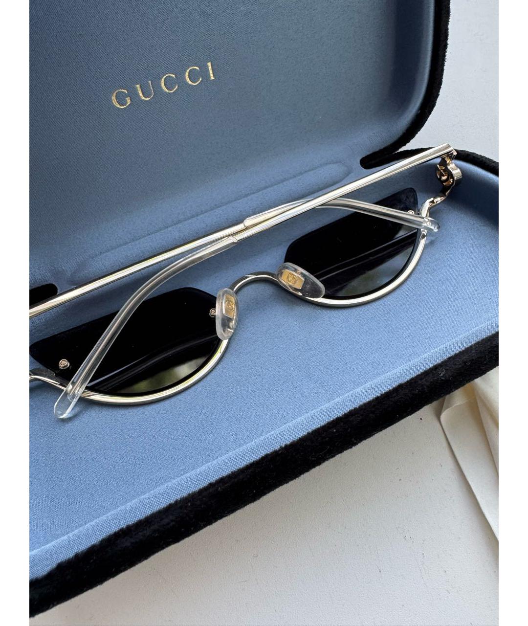 GUCCI Золотые металлические солнцезащитные очки, фото 4