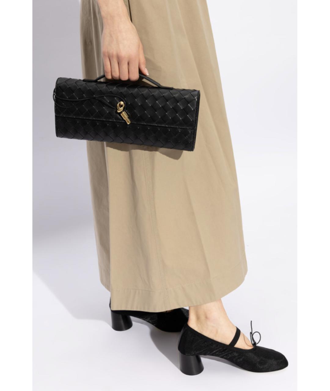 BOTTEGA VENETA Черная кожаная сумка с короткими ручками, фото 4