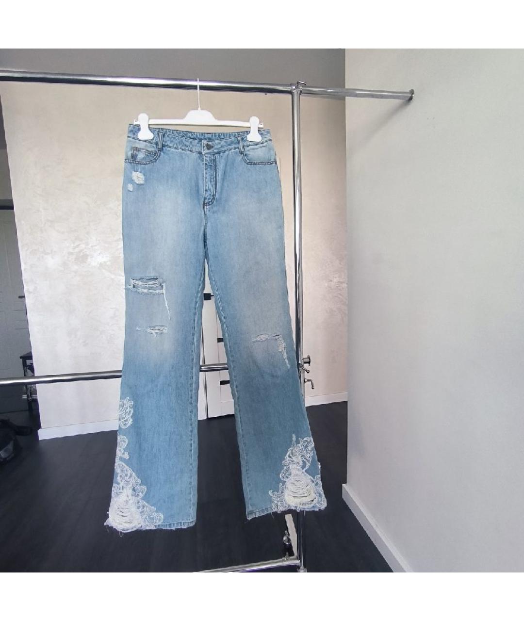 ERMANNO SCERVINO Голубые хлопковые джинсы клеш, фото 4