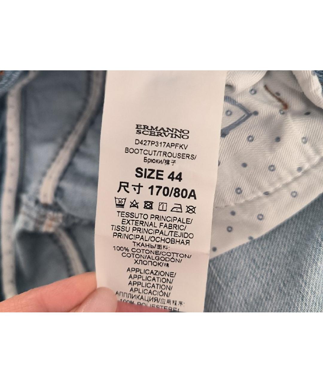 ERMANNO SCERVINO Голубые хлопковые джинсы клеш, фото 3