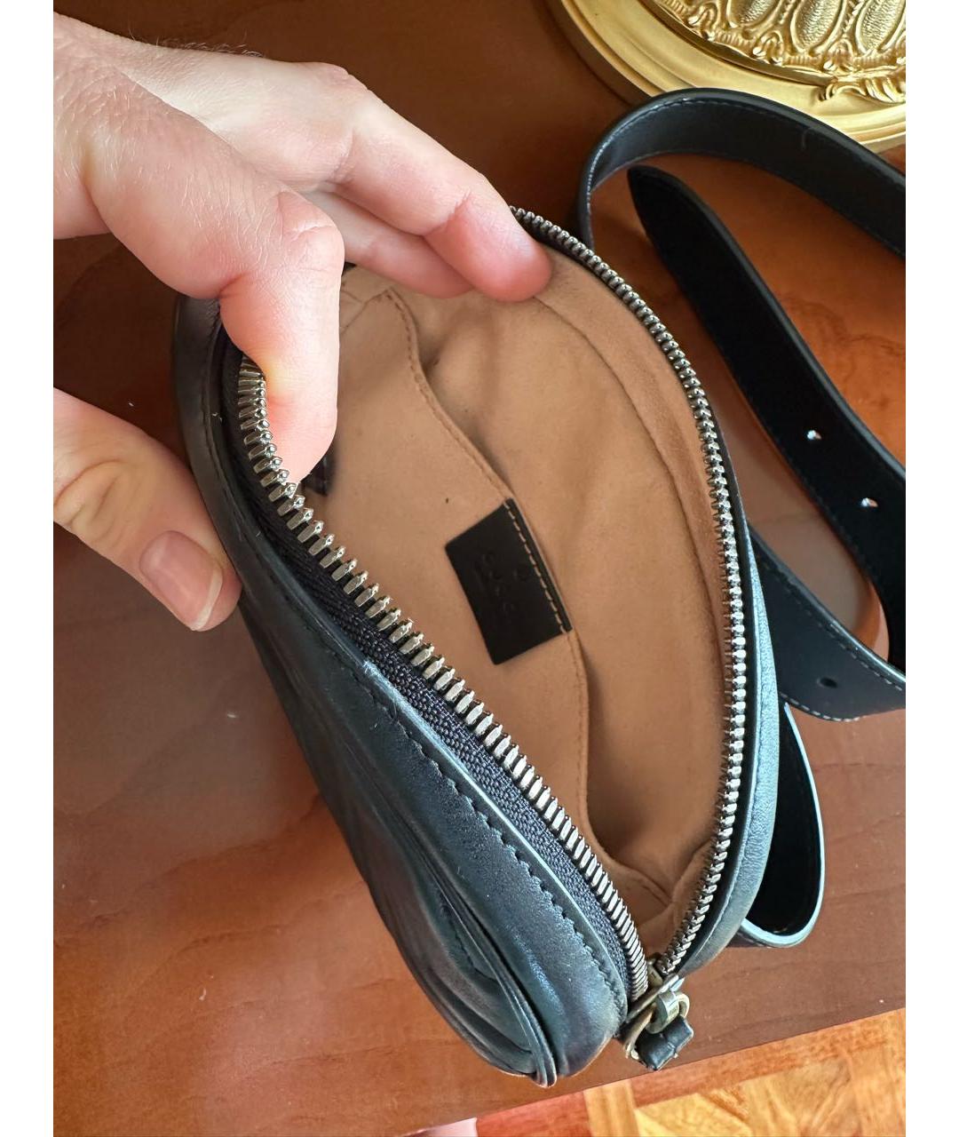 GUCCI Черная кожаная поясная сумка, фото 5