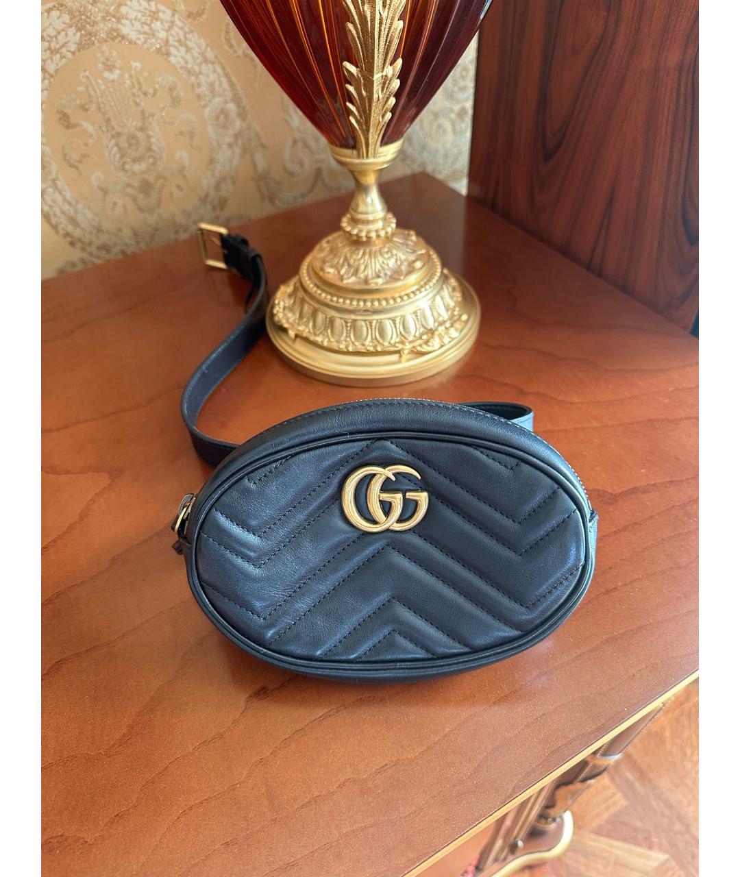 GUCCI Черная кожаная поясная сумка, фото 2