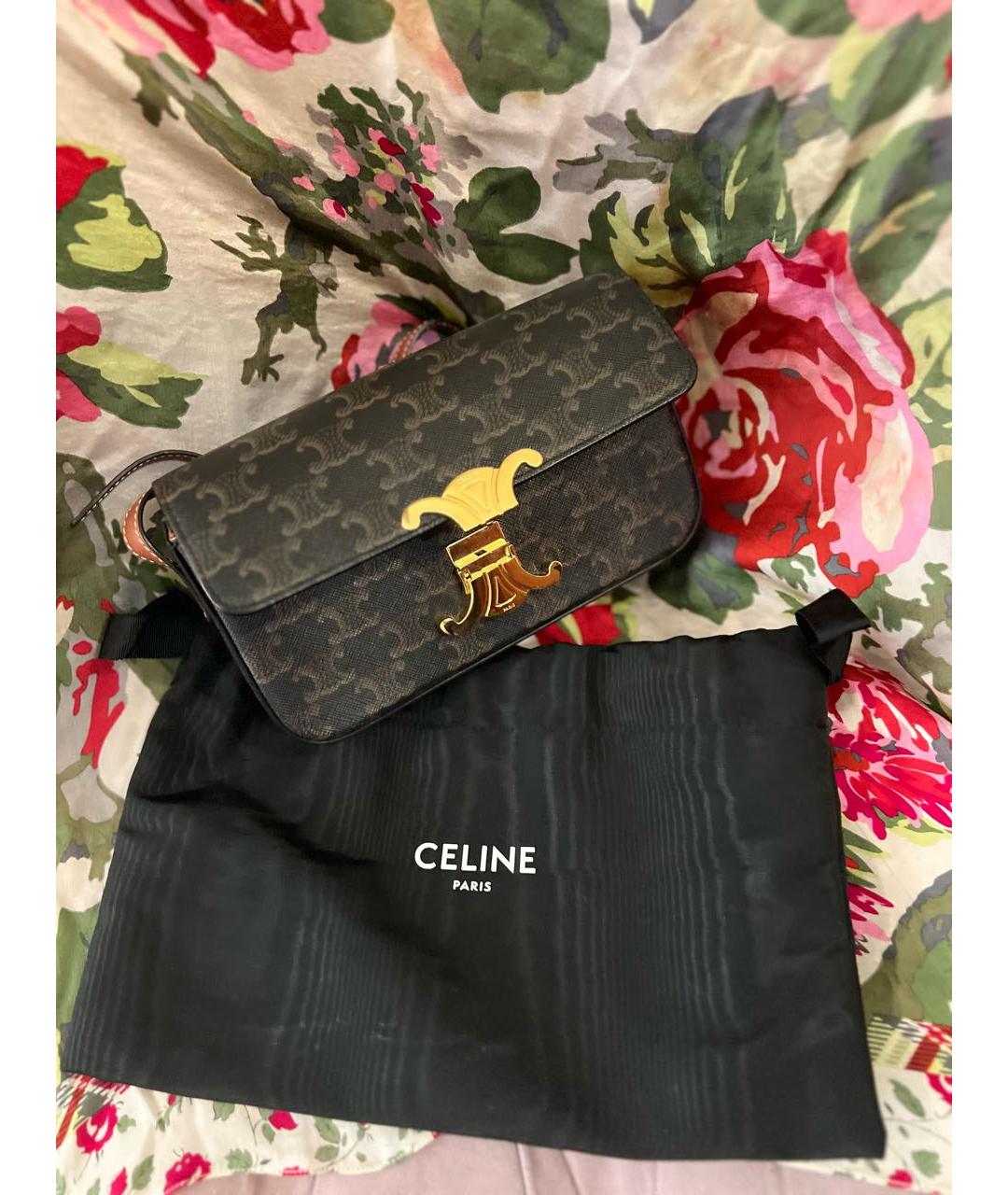 CELINE Коричневая кожаная сумка через плечо, фото 2