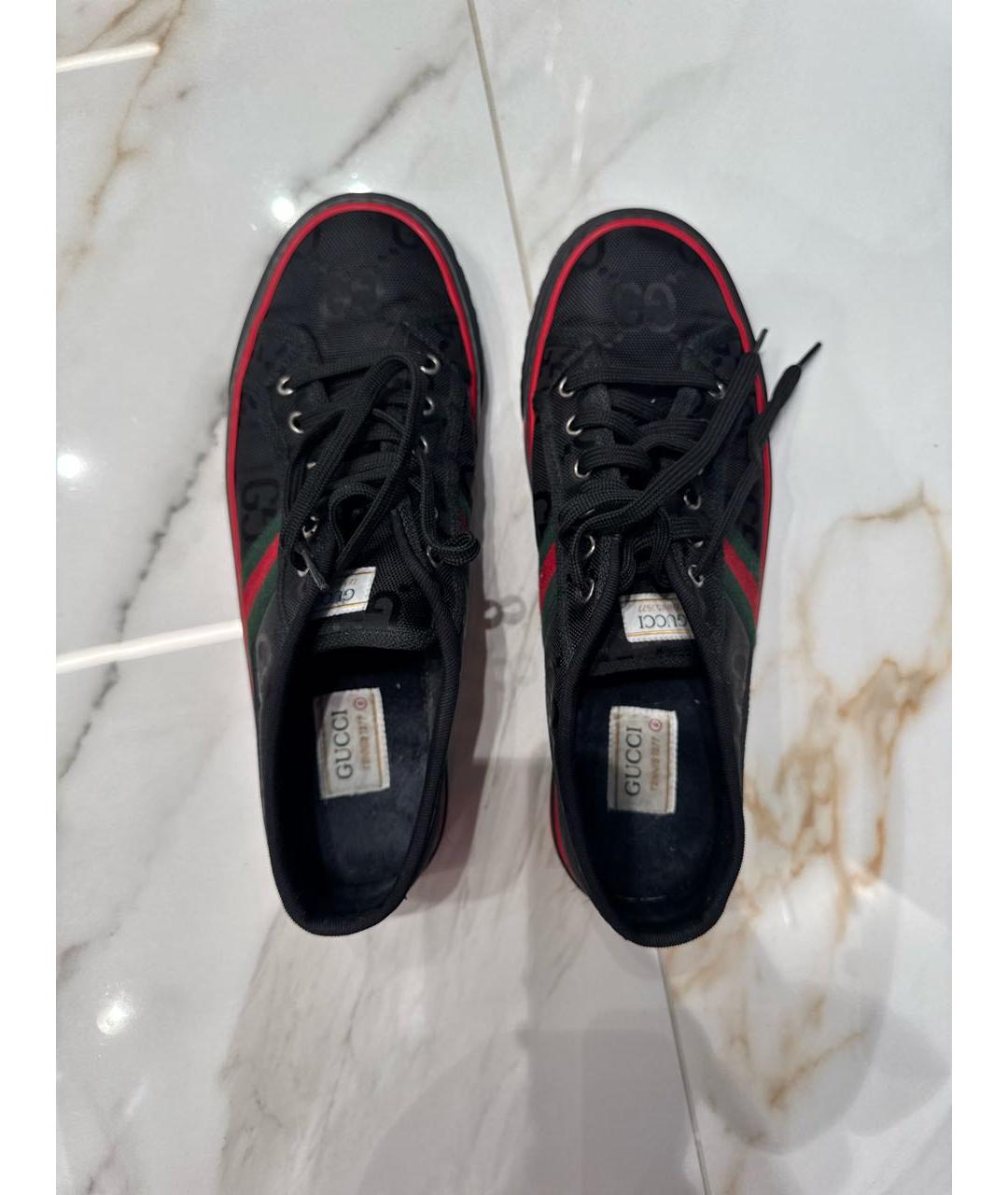 GUCCI Черные текстильные низкие кроссовки / кеды, фото 3