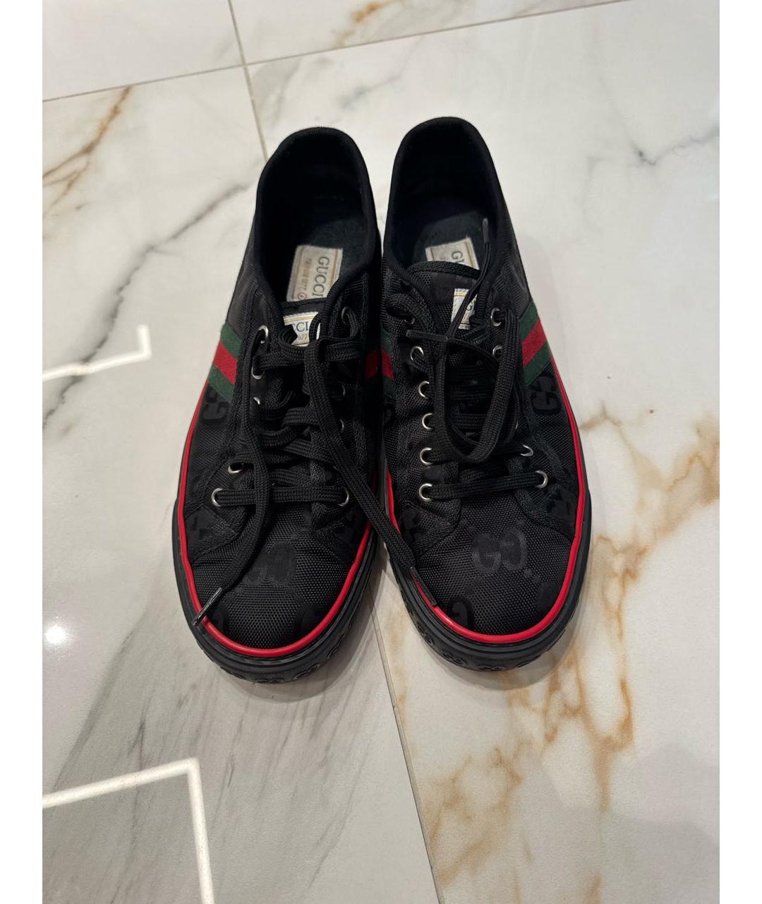 GUCCI Черные текстильные низкие кроссовки / кеды, фото 2