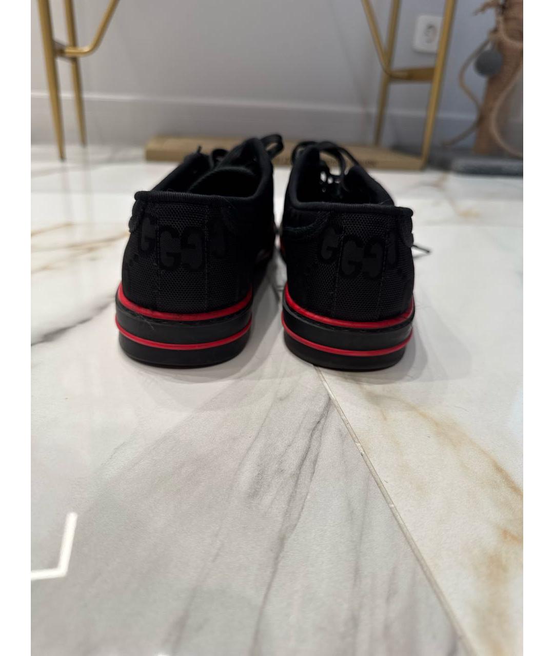 GUCCI Черные текстильные низкие кроссовки / кеды, фото 4