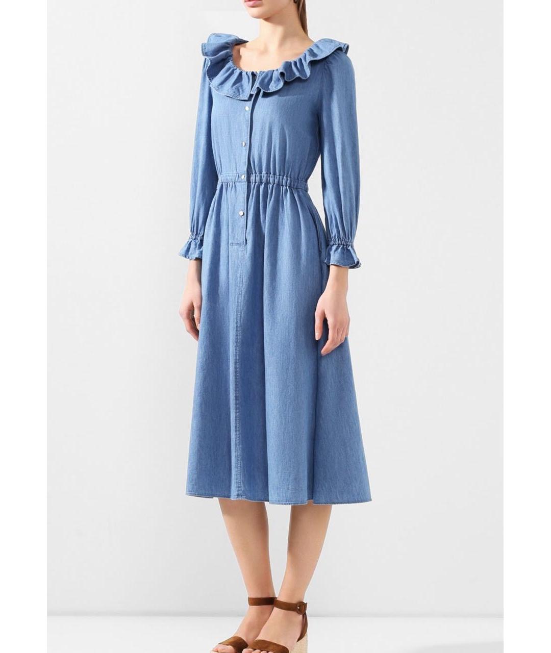 CELINE Голубое деним повседневное платье, фото 4