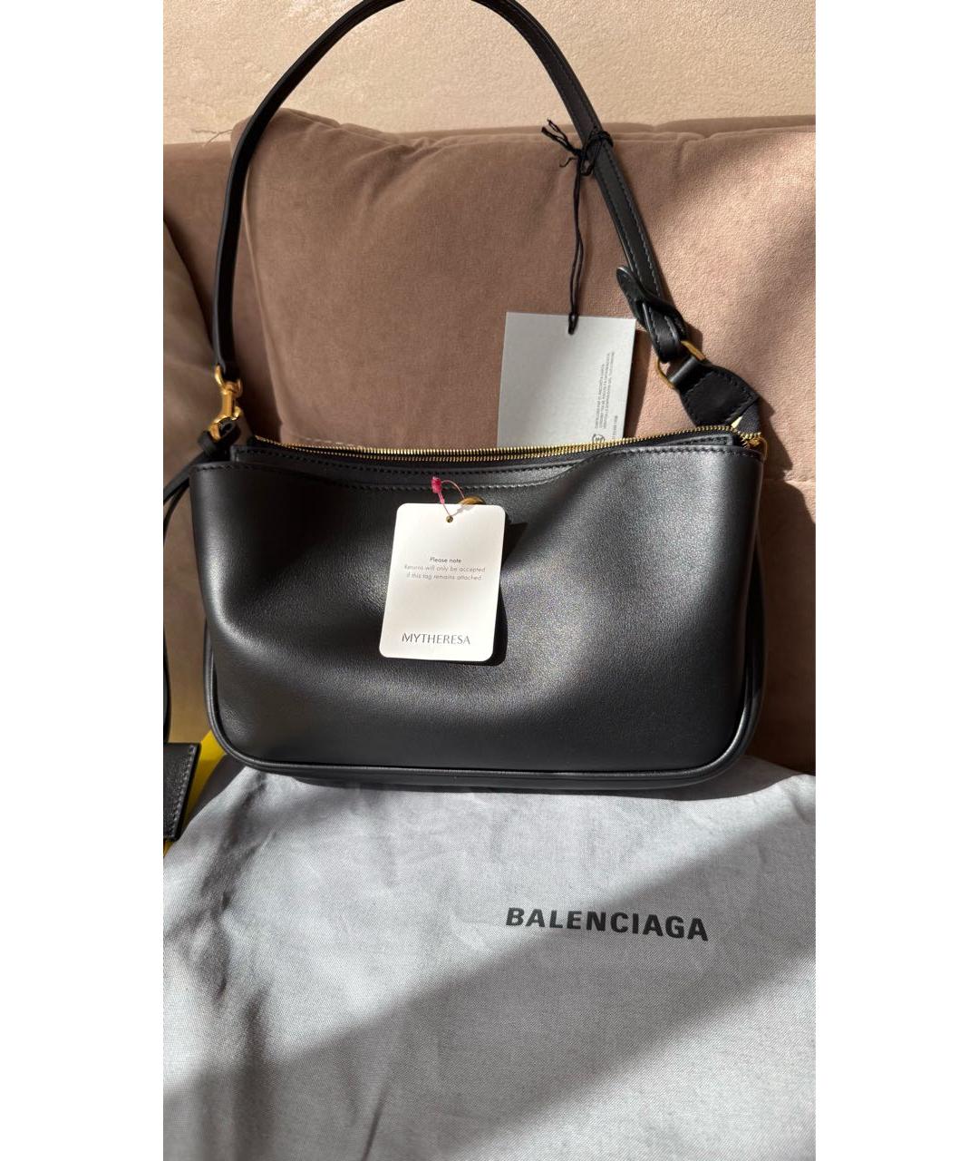 BALENCIAGA Черная кожаная сумка с короткими ручками, фото 2