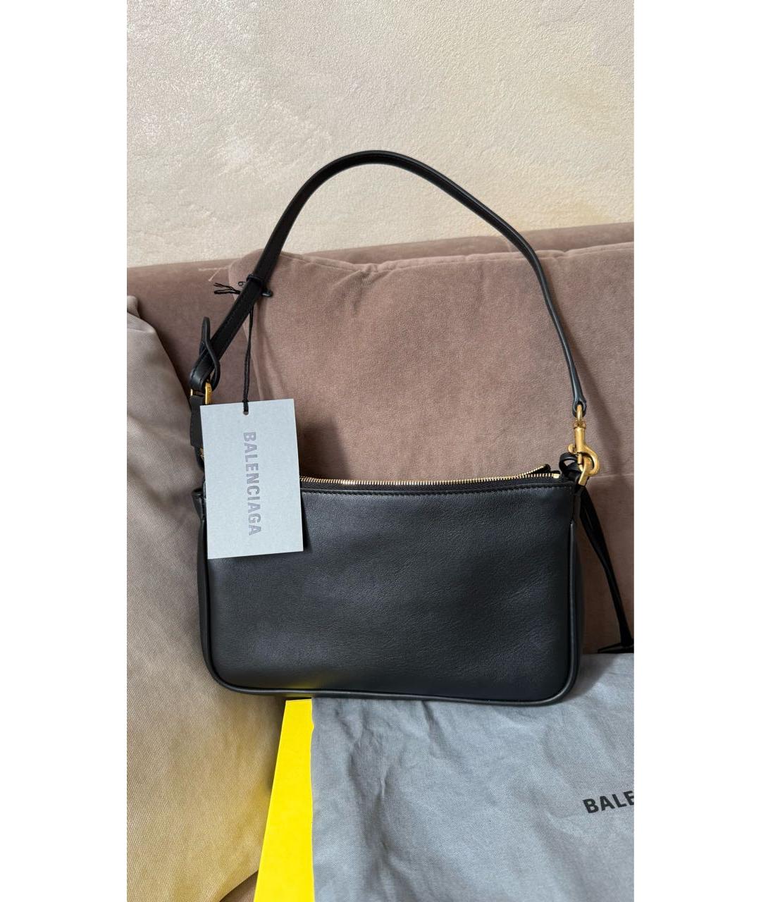 BALENCIAGA Черная кожаная сумка с короткими ручками, фото 4