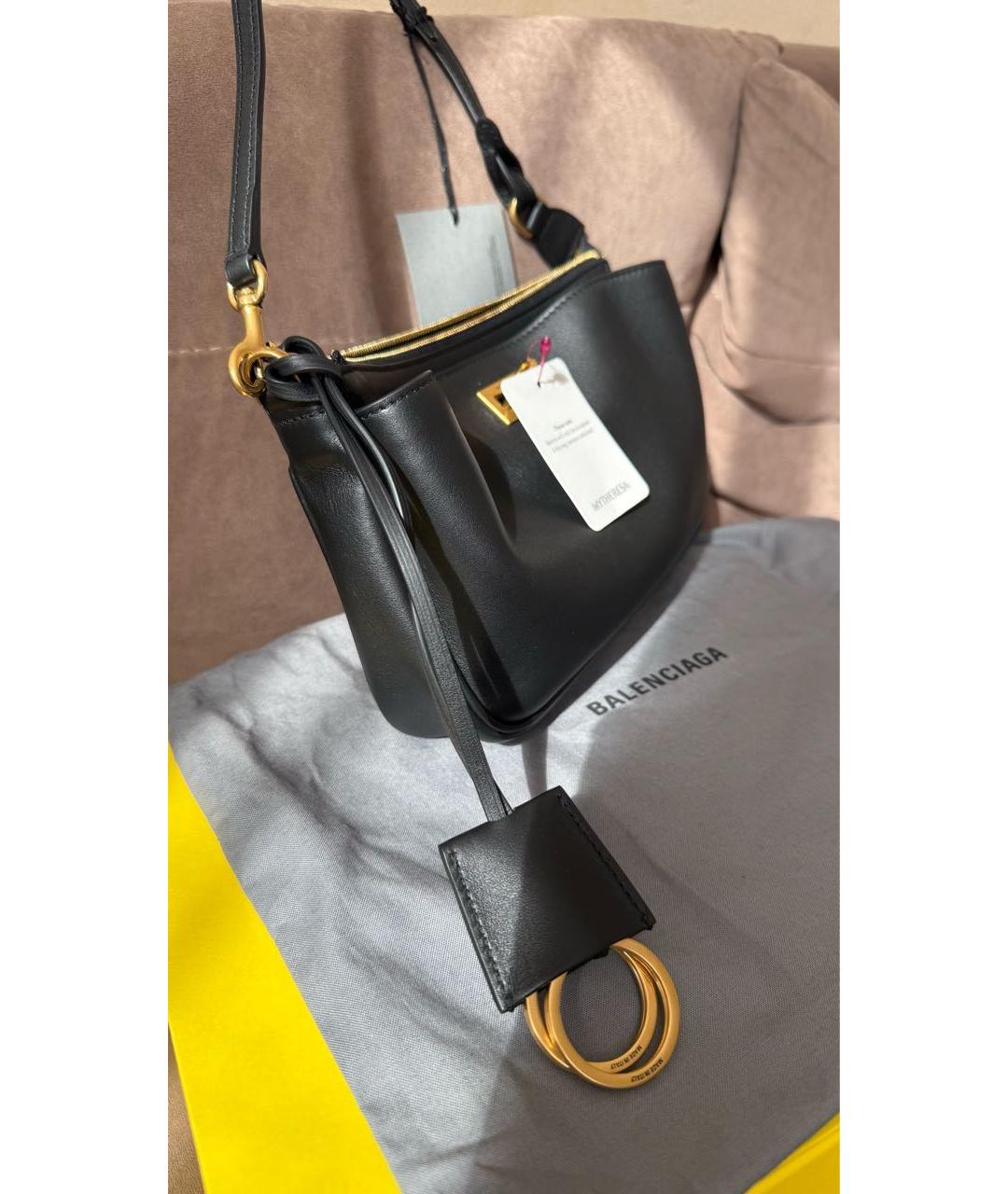 BALENCIAGA Черная кожаная сумка с короткими ручками, фото 3