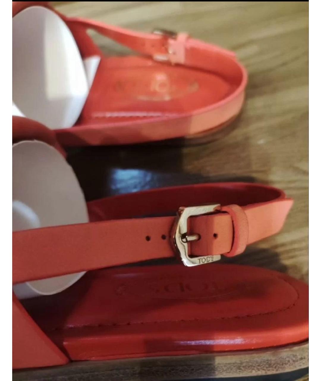 TOD'S Коралловые нубуковые сандалии, фото 7