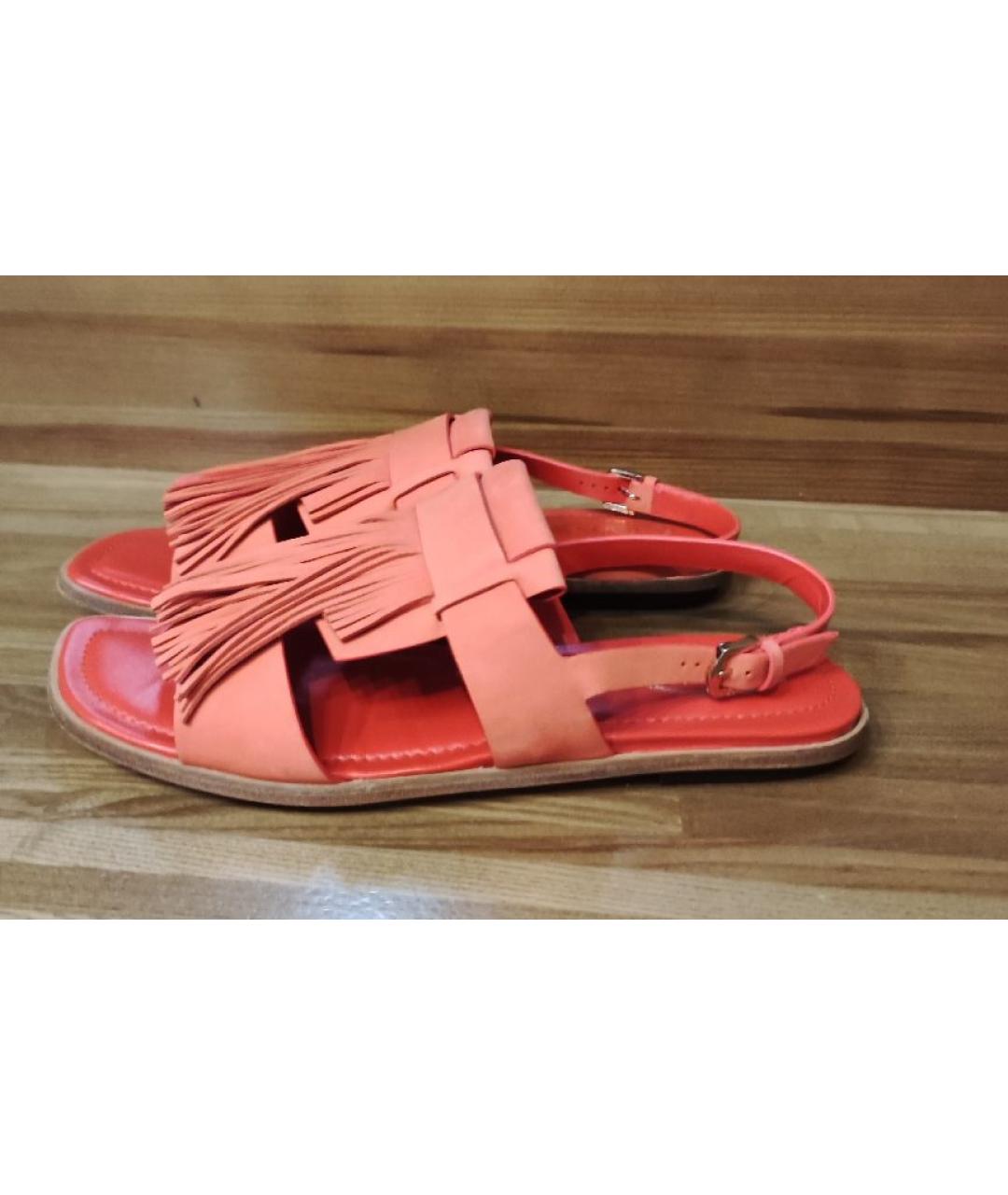 TOD'S Коралловые нубуковые сандалии, фото 10