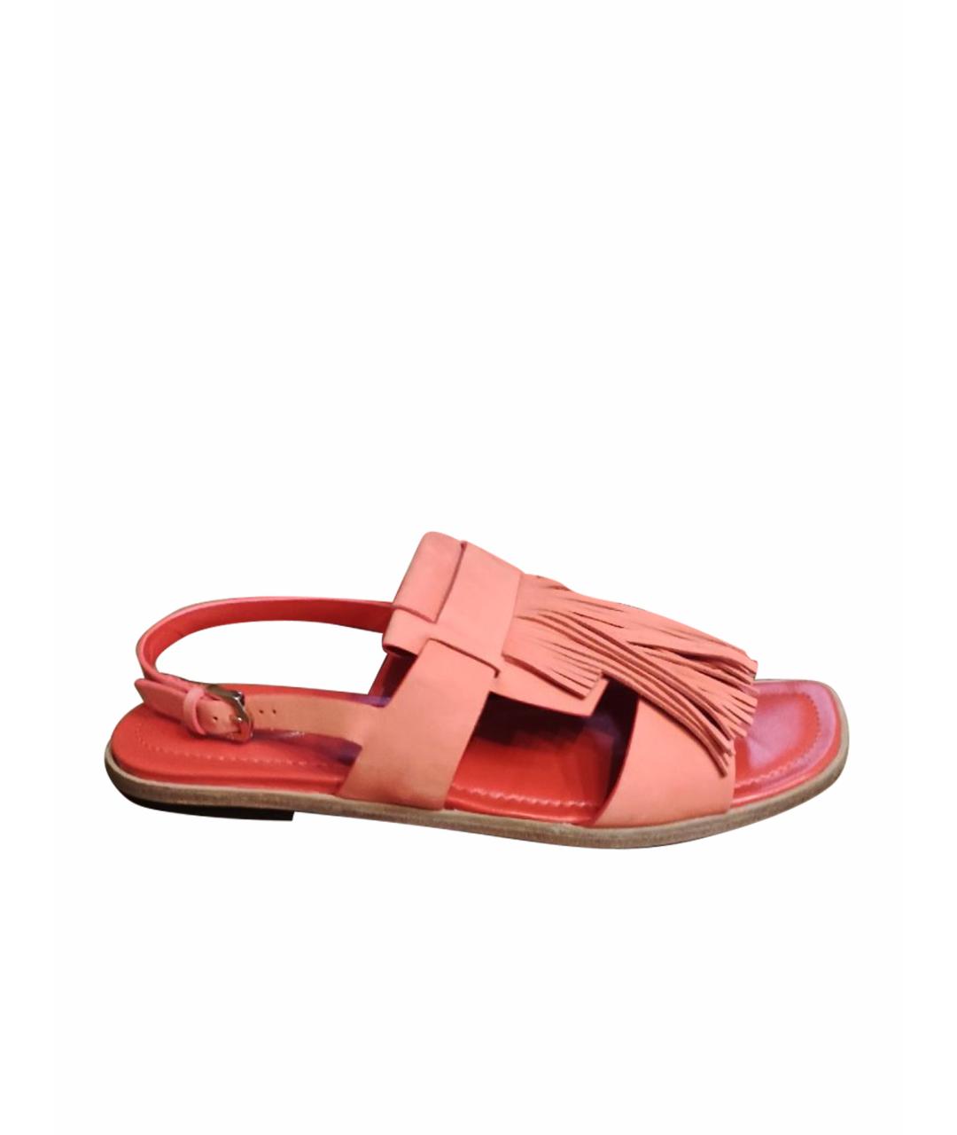 TOD'S Коралловые нубуковые сандалии, фото 1