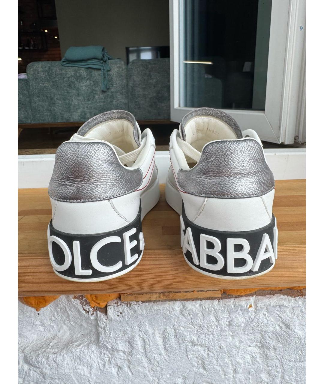 DOLCE&GABBANA Белые кожаные кеды, фото 4