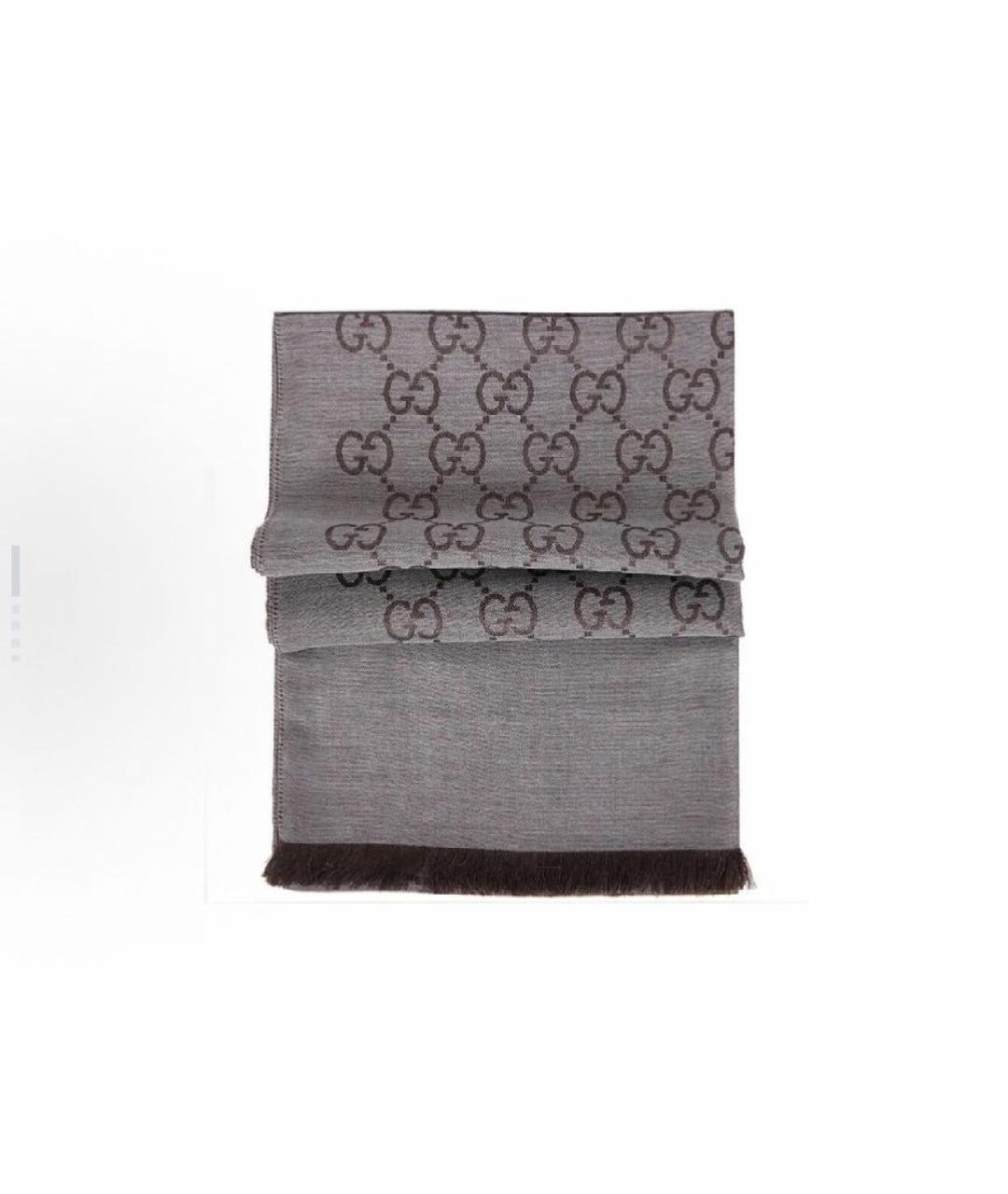 GUCCI Серый шарф, фото 2