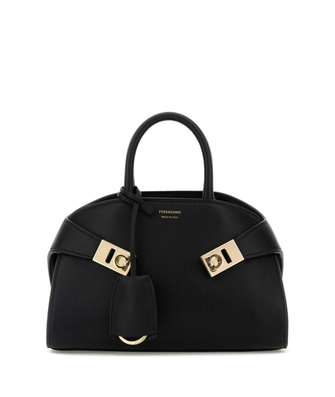 FERRAGAMO Черная кожаная сумка тоут, фото 1