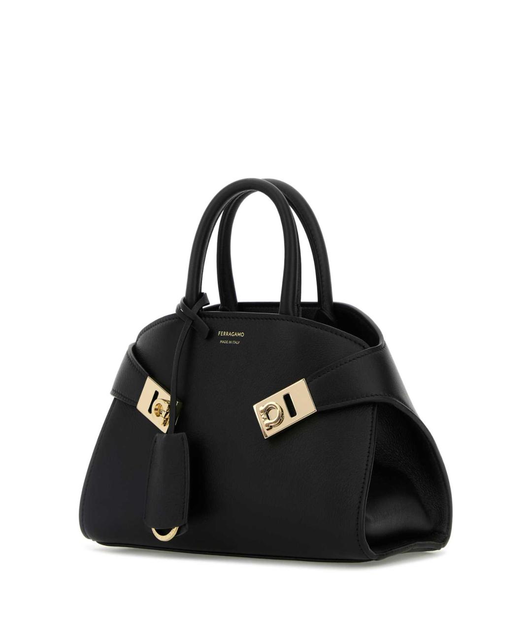 FERRAGAMO Черная кожаная сумка тоут, фото 2