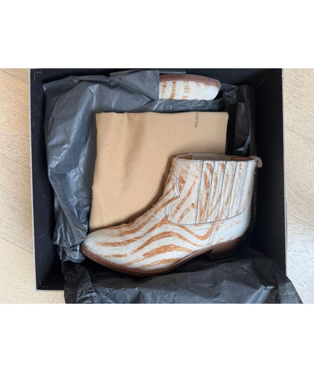 GOLDEN GOOSE DELUXE BRAND Бежевые полусапоги из экзотической кожи, фото 5