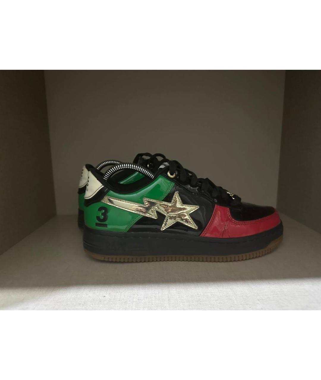 BAPE Мульти кроссовки из лакированной кожи, фото 6