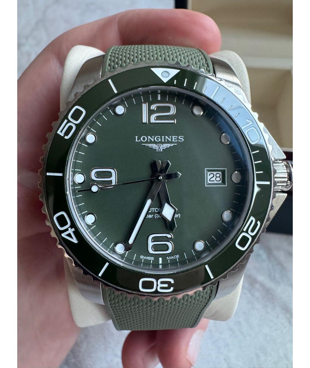LONGINES Зеленые стальные часы, фото 3