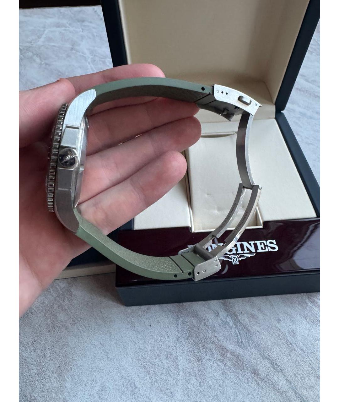 LONGINES Зеленые стальные часы, фото 5