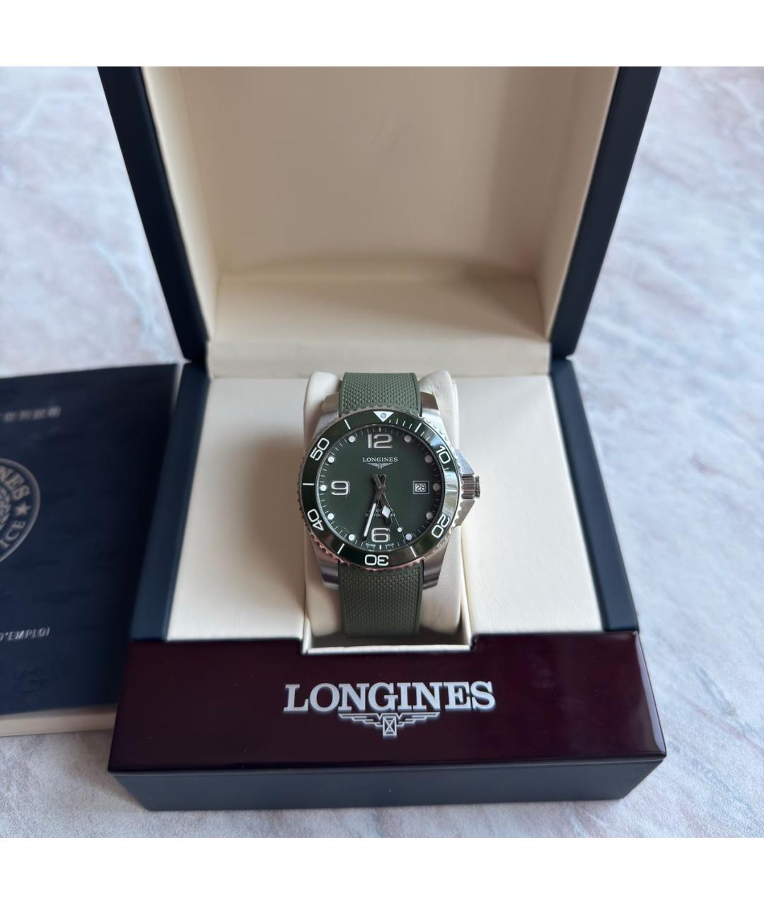 LONGINES Зеленые стальные часы, фото 2