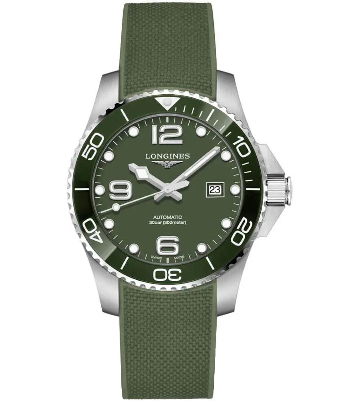LONGINES Зеленые стальные часы, фото 1