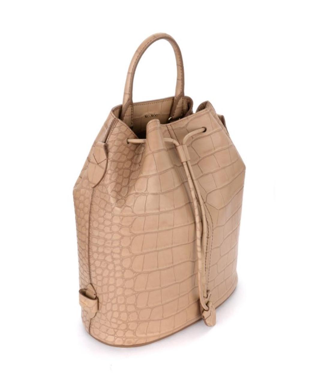 MAX MARA Бежевая кожаная сумка с короткими ручками, фото 3