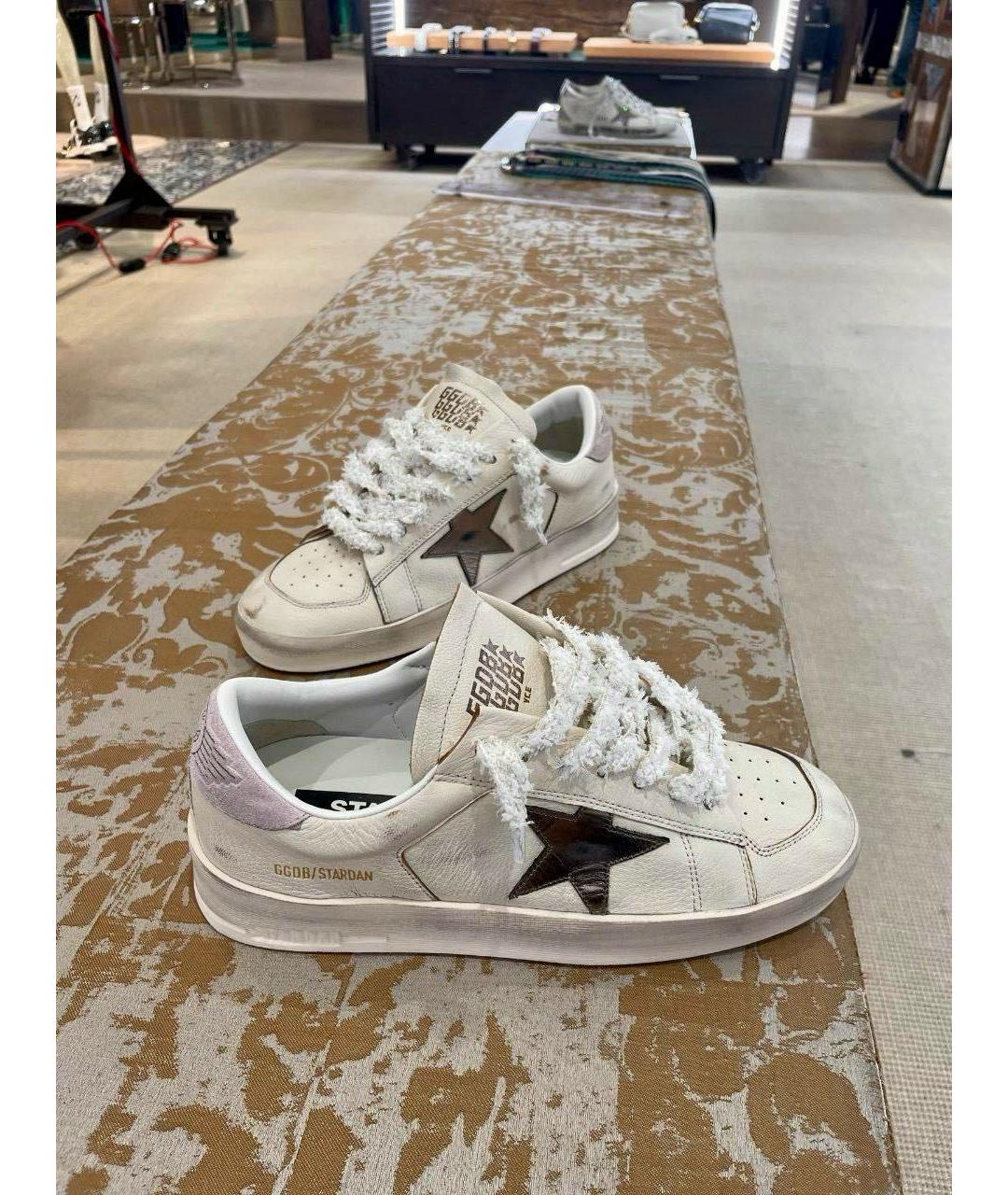 GOLDEN GOOSE DELUXE BRAND Бежевые кожаные кеды, фото 6