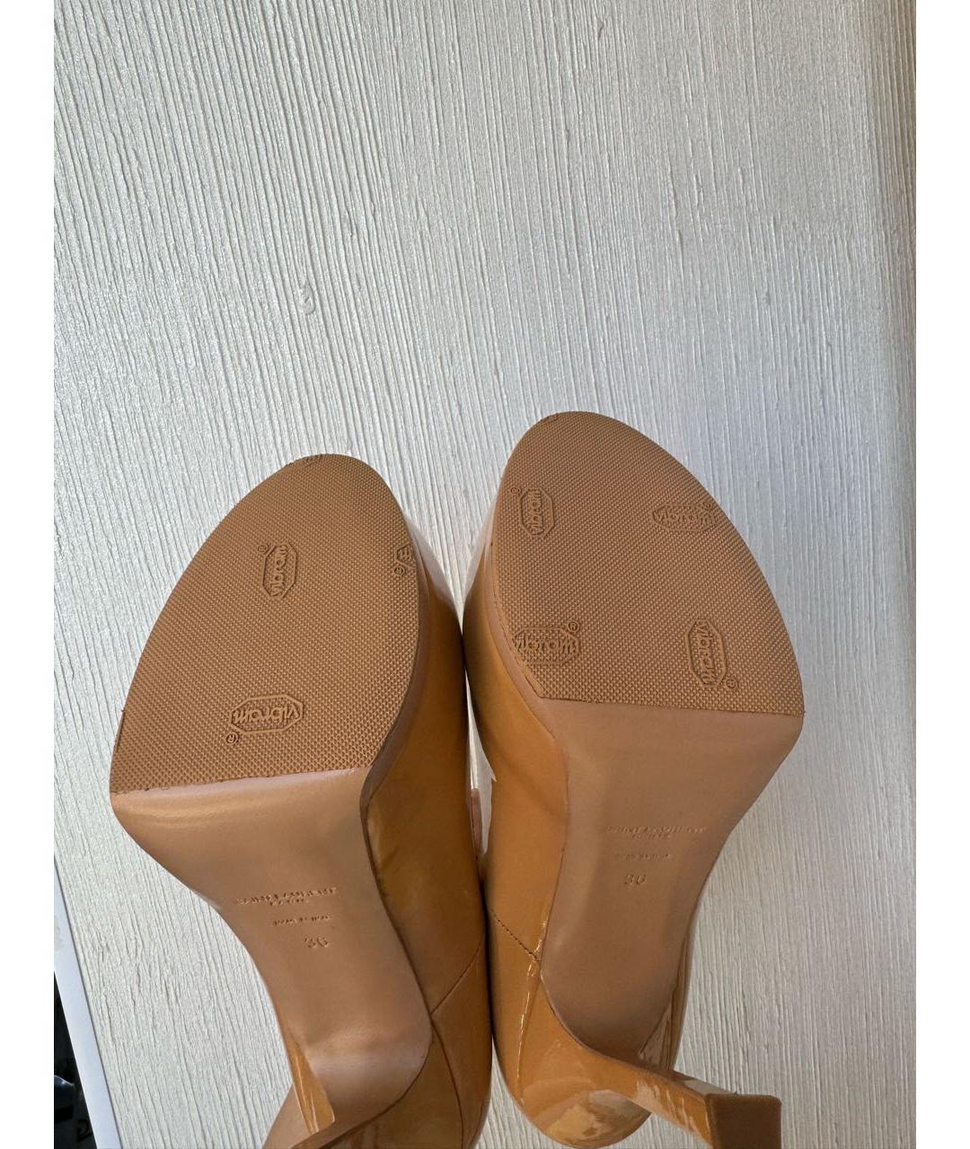 SAINT LAURENT Бежевые кожаные туфли, фото 7