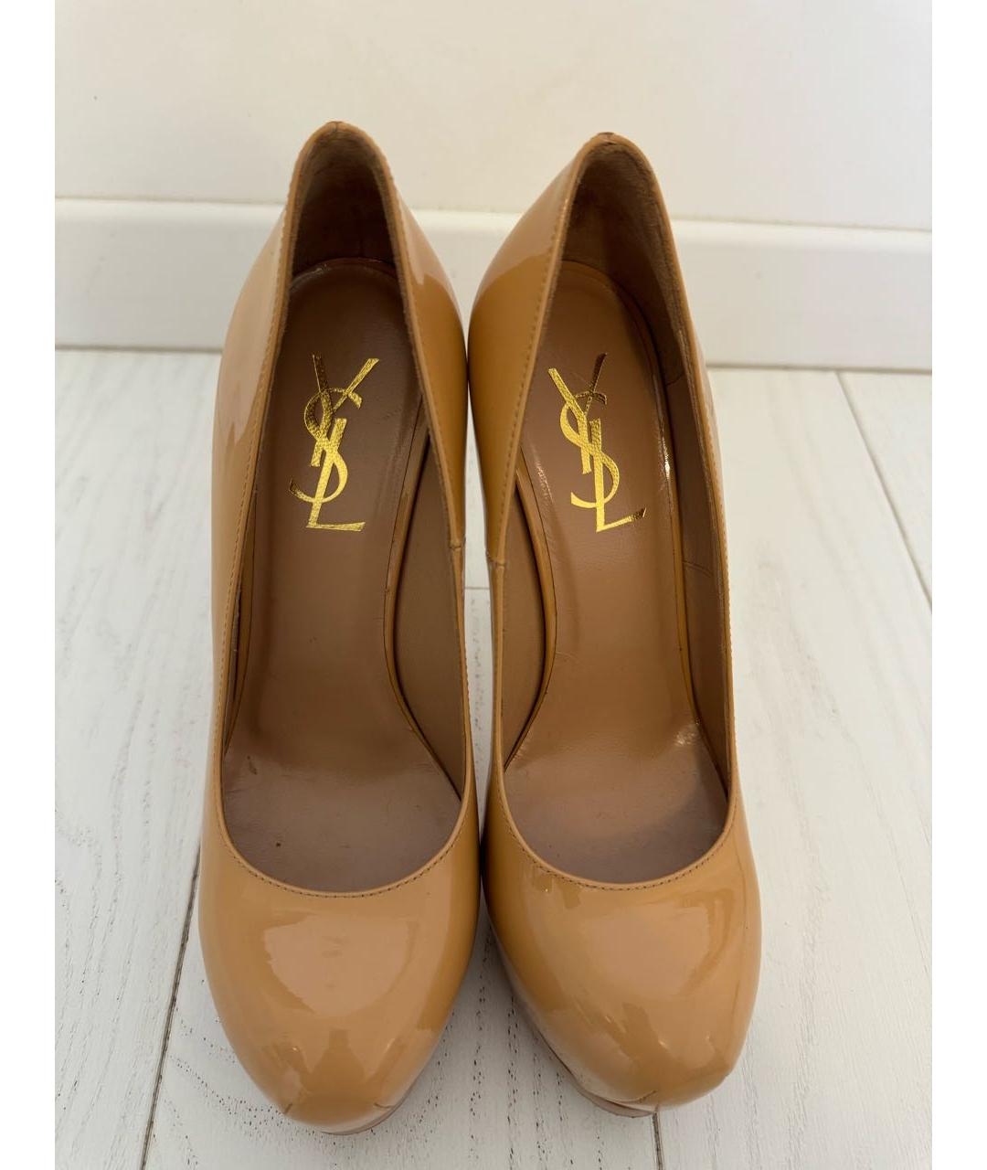 SAINT LAURENT Бежевые кожаные туфли, фото 8