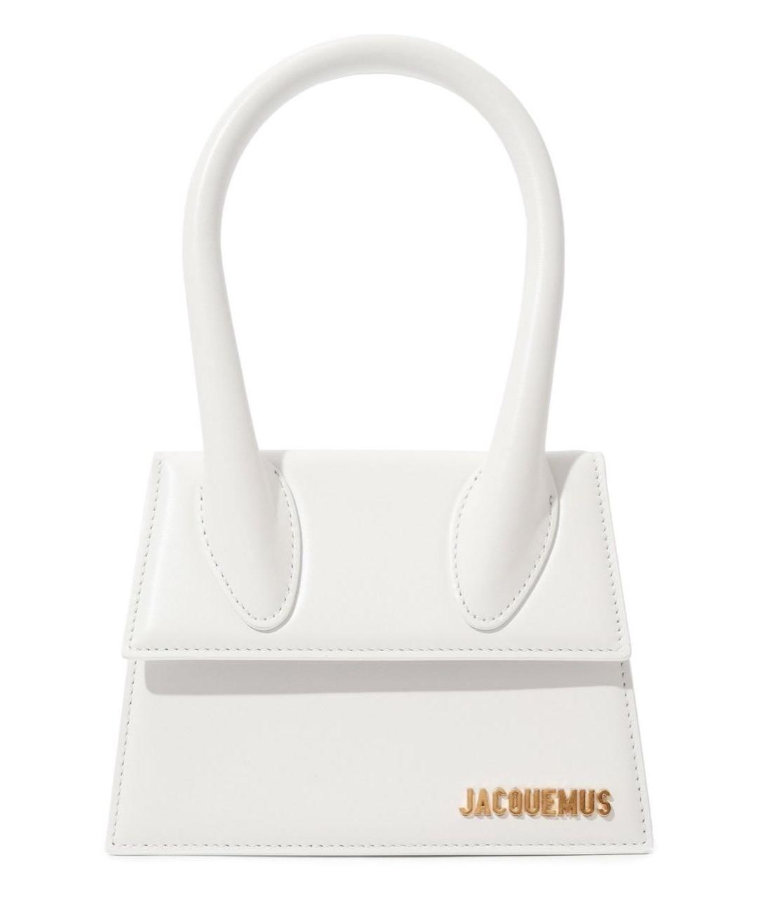 JACQUEMUS Белая кожаная сумка с короткими ручками, фото 1