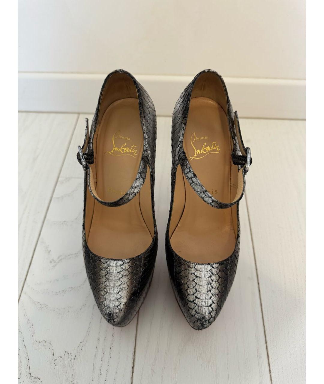 CHRISTIAN LOUBOUTIN Серебряные кожаные туфли, фото 2