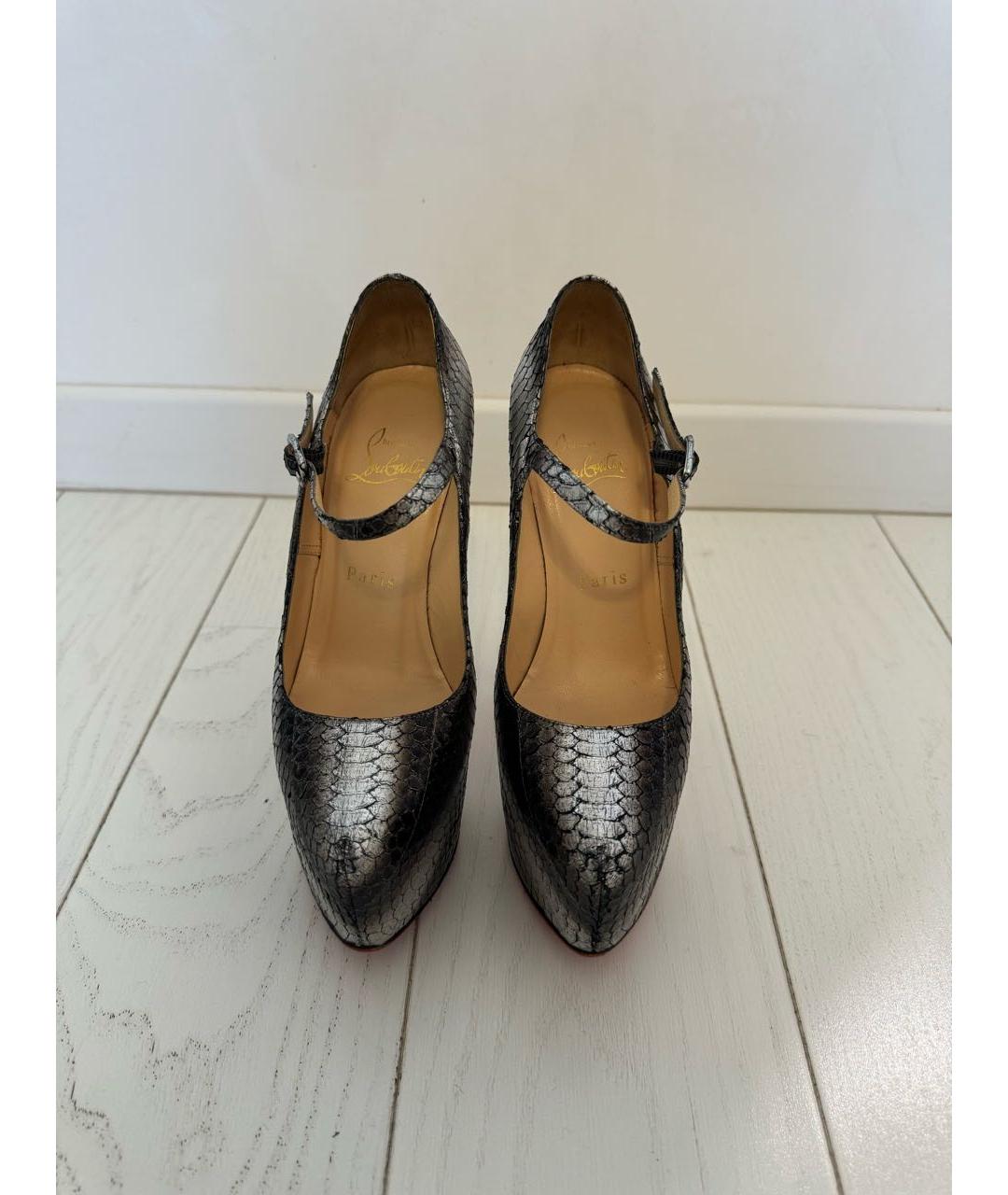 CHRISTIAN LOUBOUTIN Серебряные кожаные туфли, фото 8