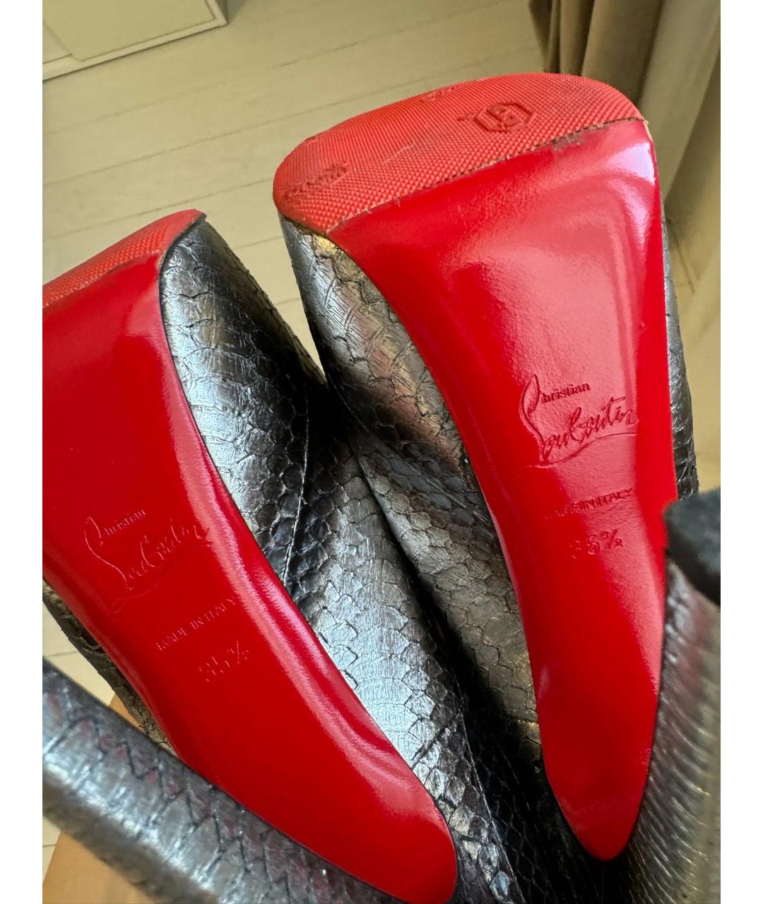 CHRISTIAN LOUBOUTIN Серебряные кожаные туфли, фото 6
