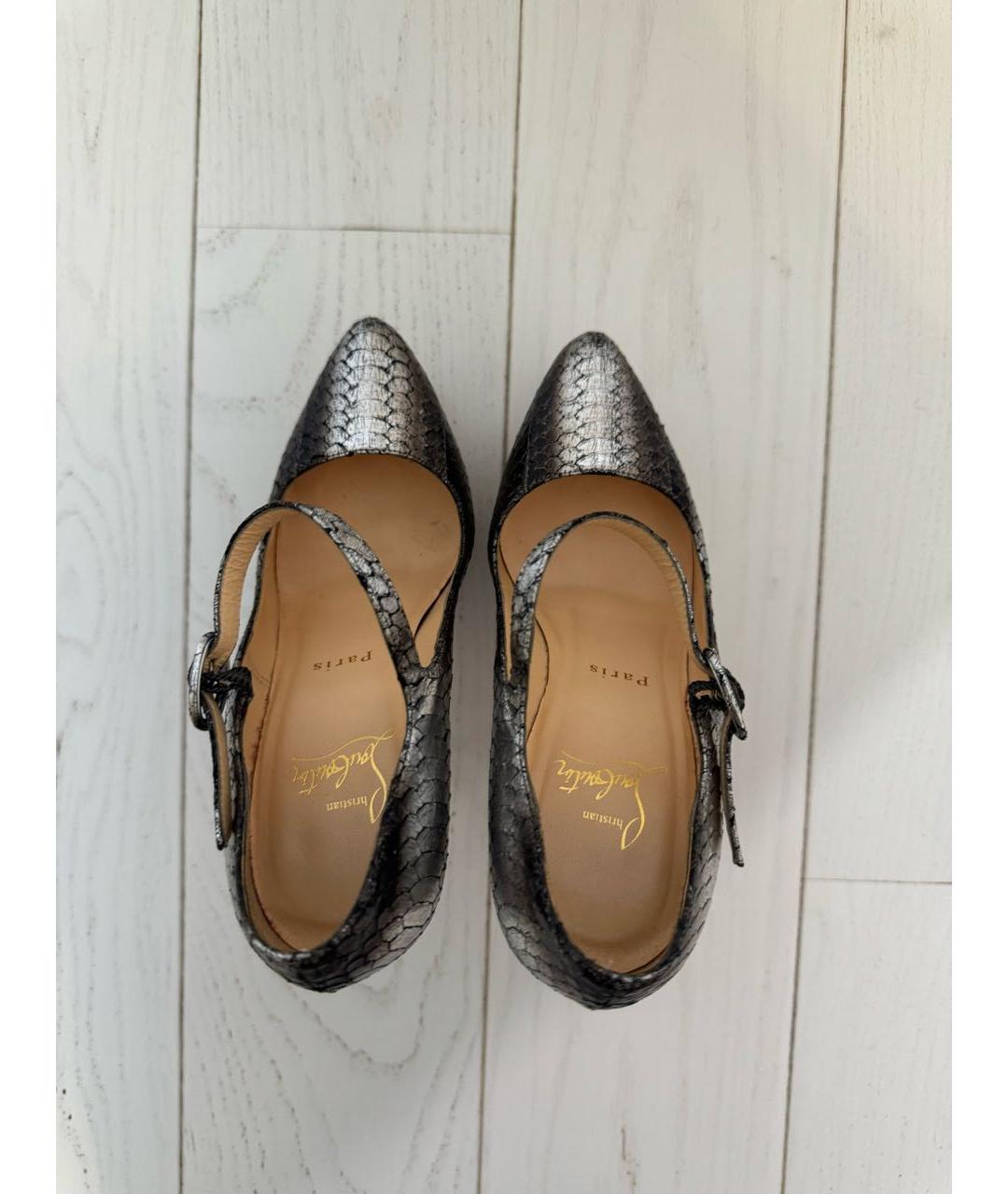 CHRISTIAN LOUBOUTIN Серебряные кожаные туфли, фото 3
