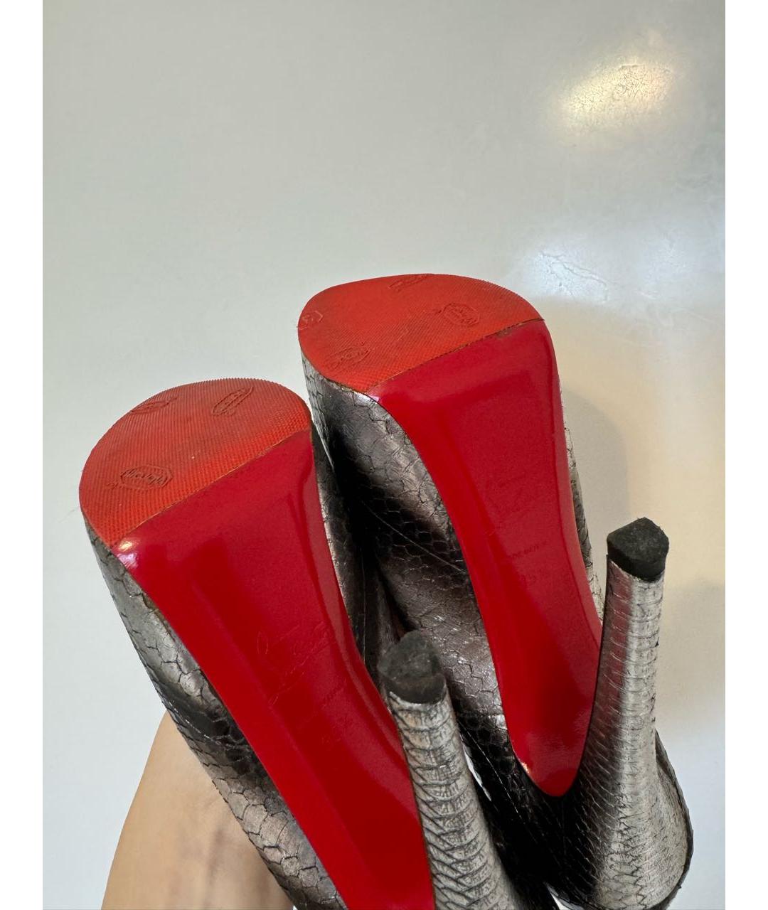 CHRISTIAN LOUBOUTIN Серебряные кожаные туфли, фото 7