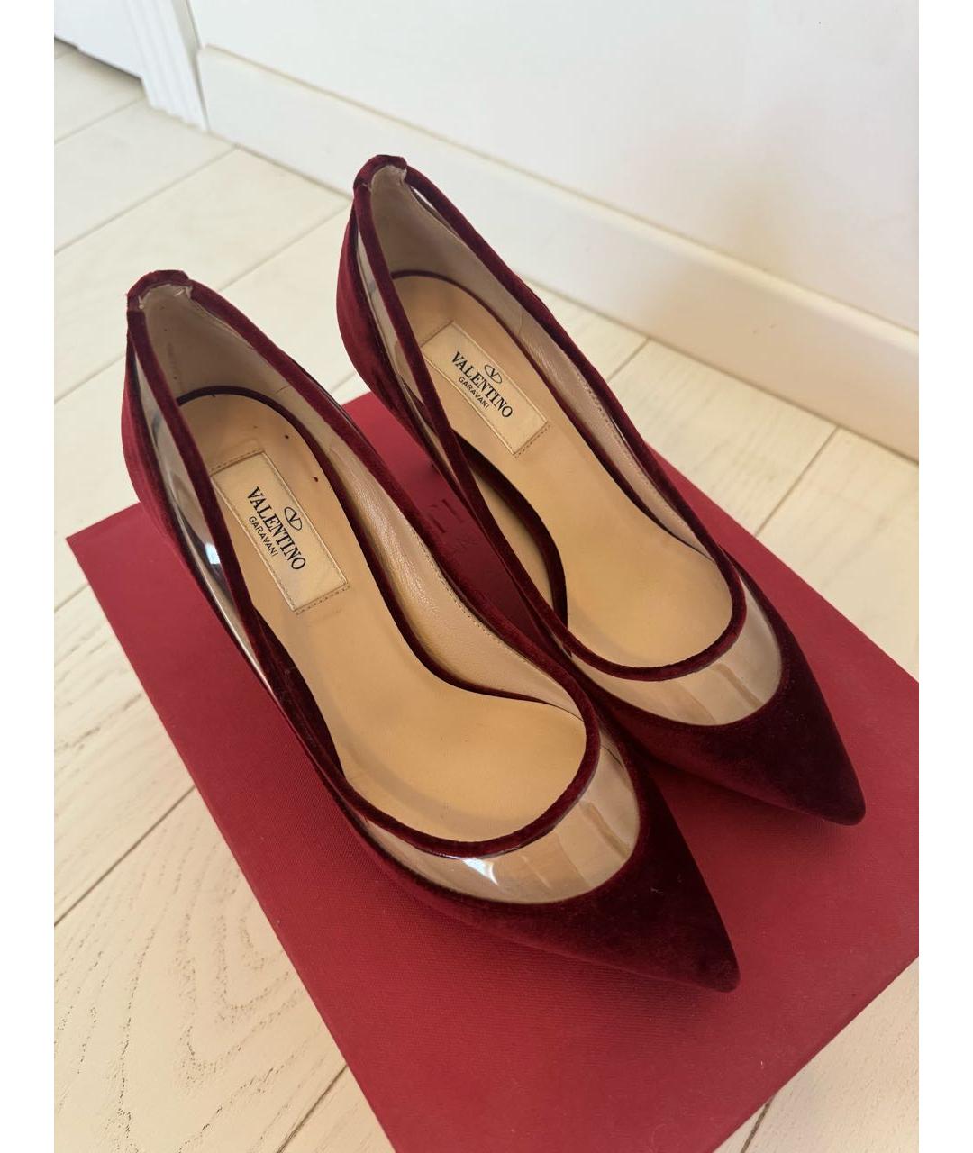 VALENTINO Бордовые бархатные туфли, фото 7