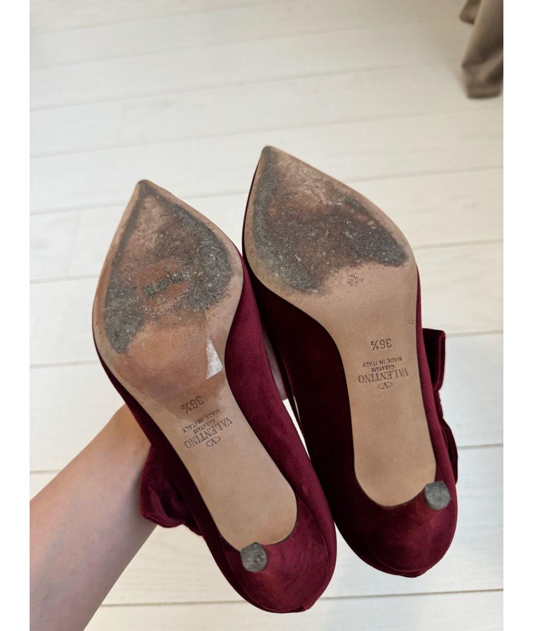VALENTINO Бордовые бархатные туфли, фото 5