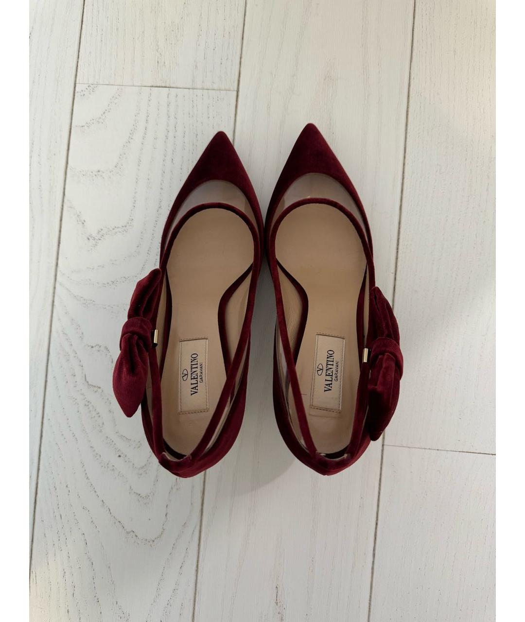 VALENTINO Бордовые бархатные туфли, фото 3