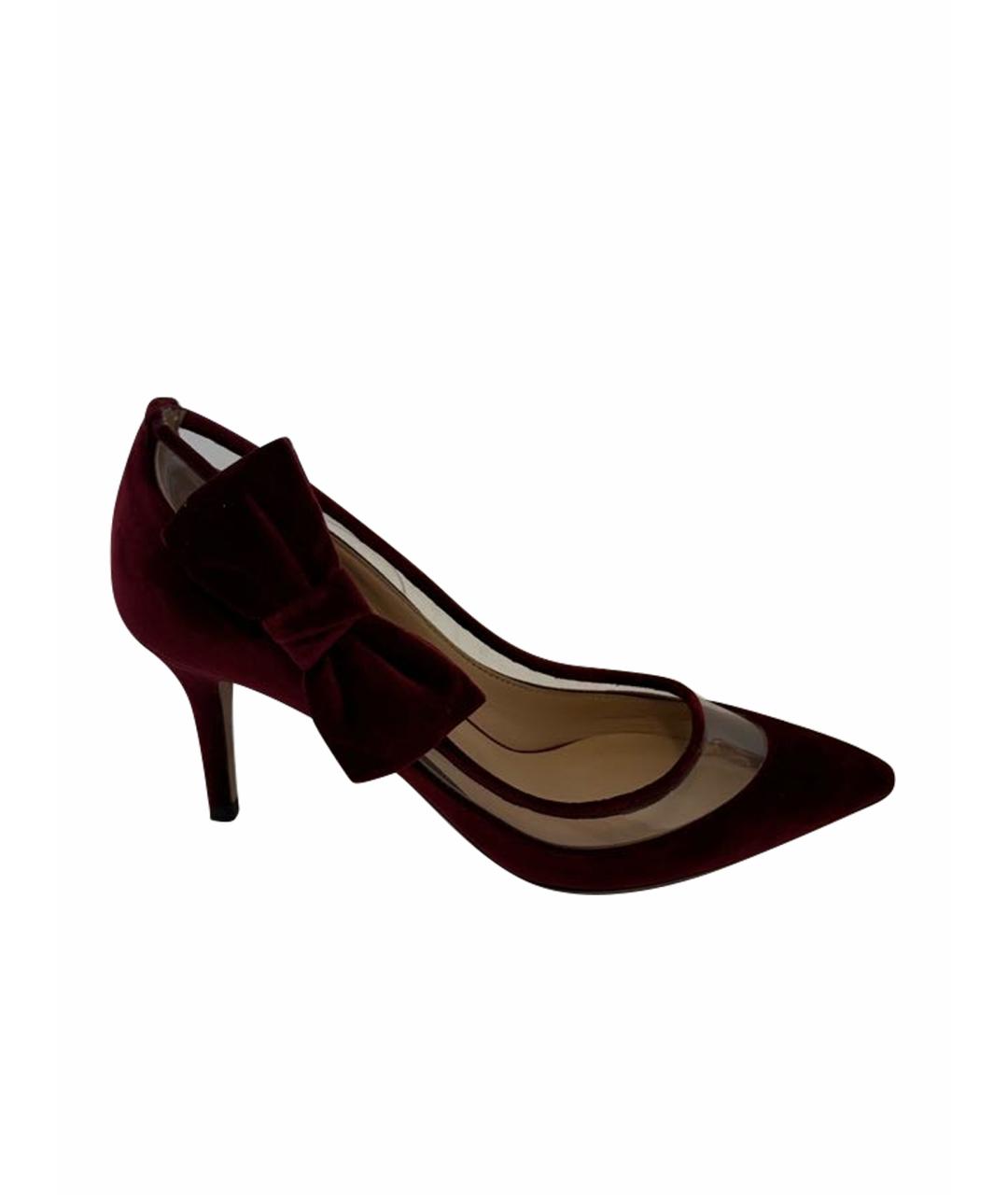 VALENTINO Бордовые бархатные туфли, фото 1