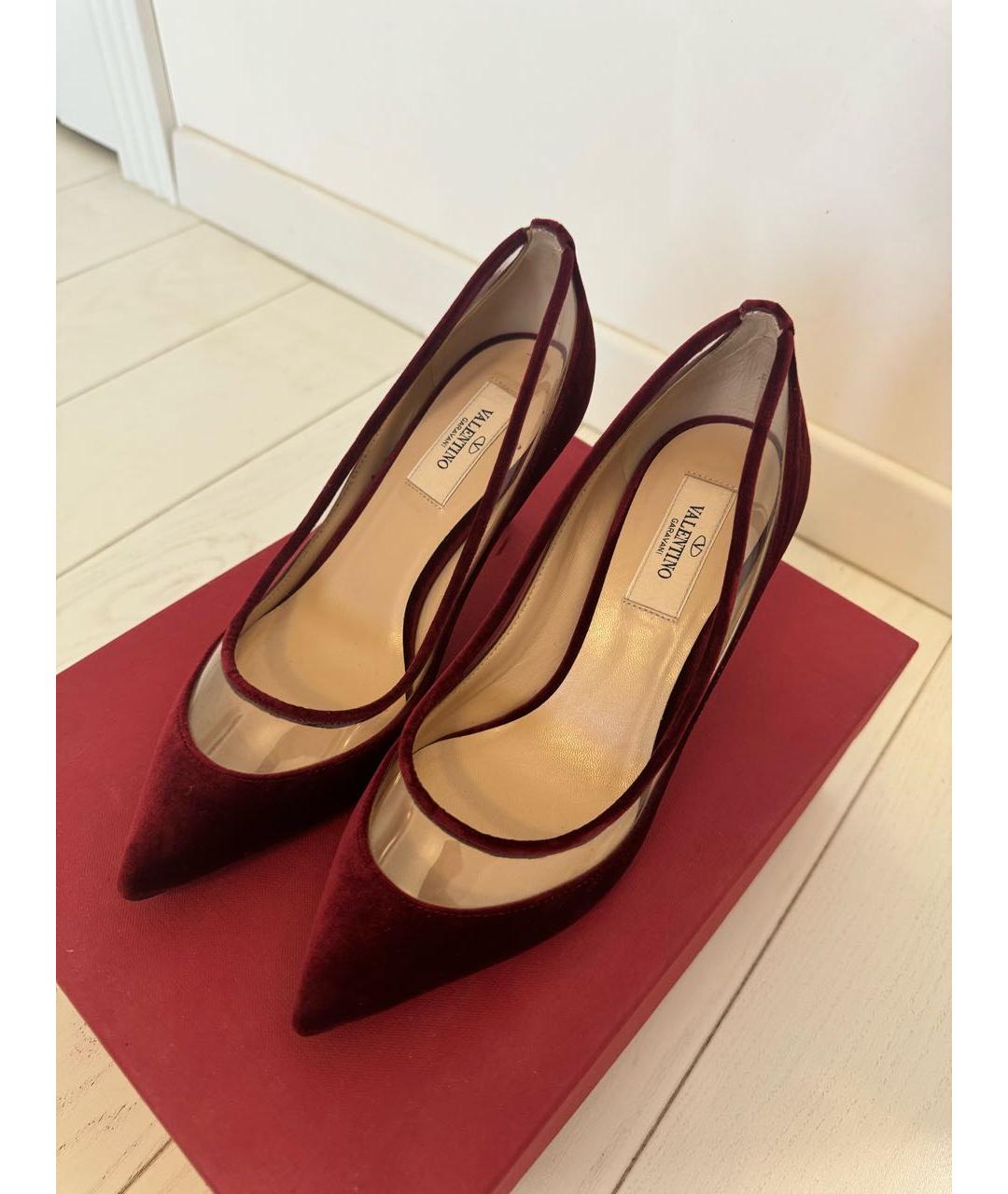 VALENTINO Бордовые бархатные туфли, фото 6