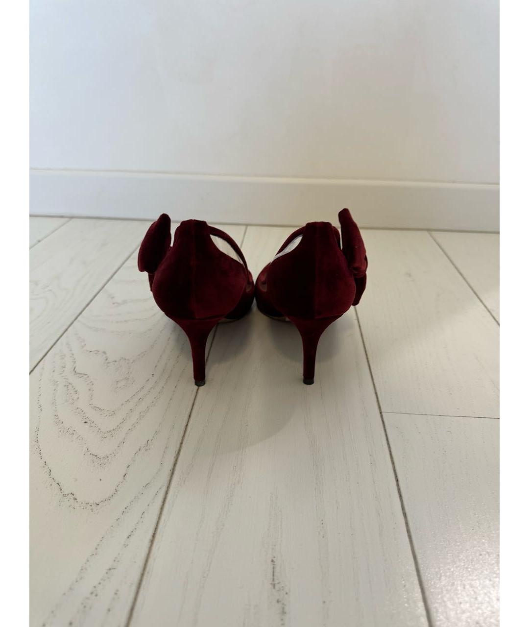 VALENTINO Бордовые бархатные туфли, фото 4