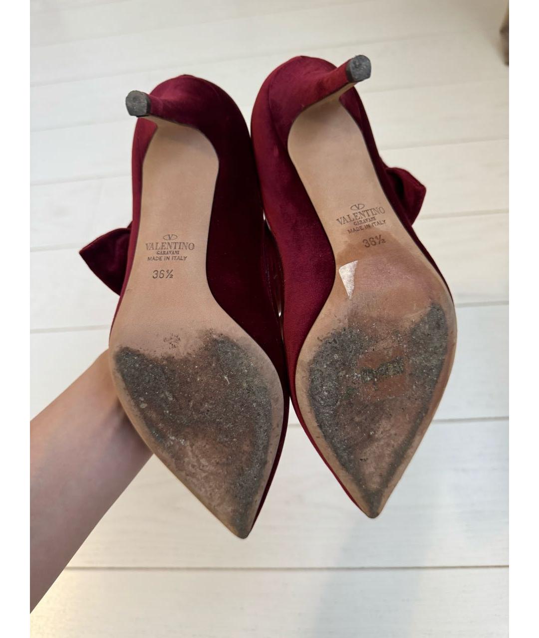 VALENTINO Бордовые бархатные туфли, фото 8