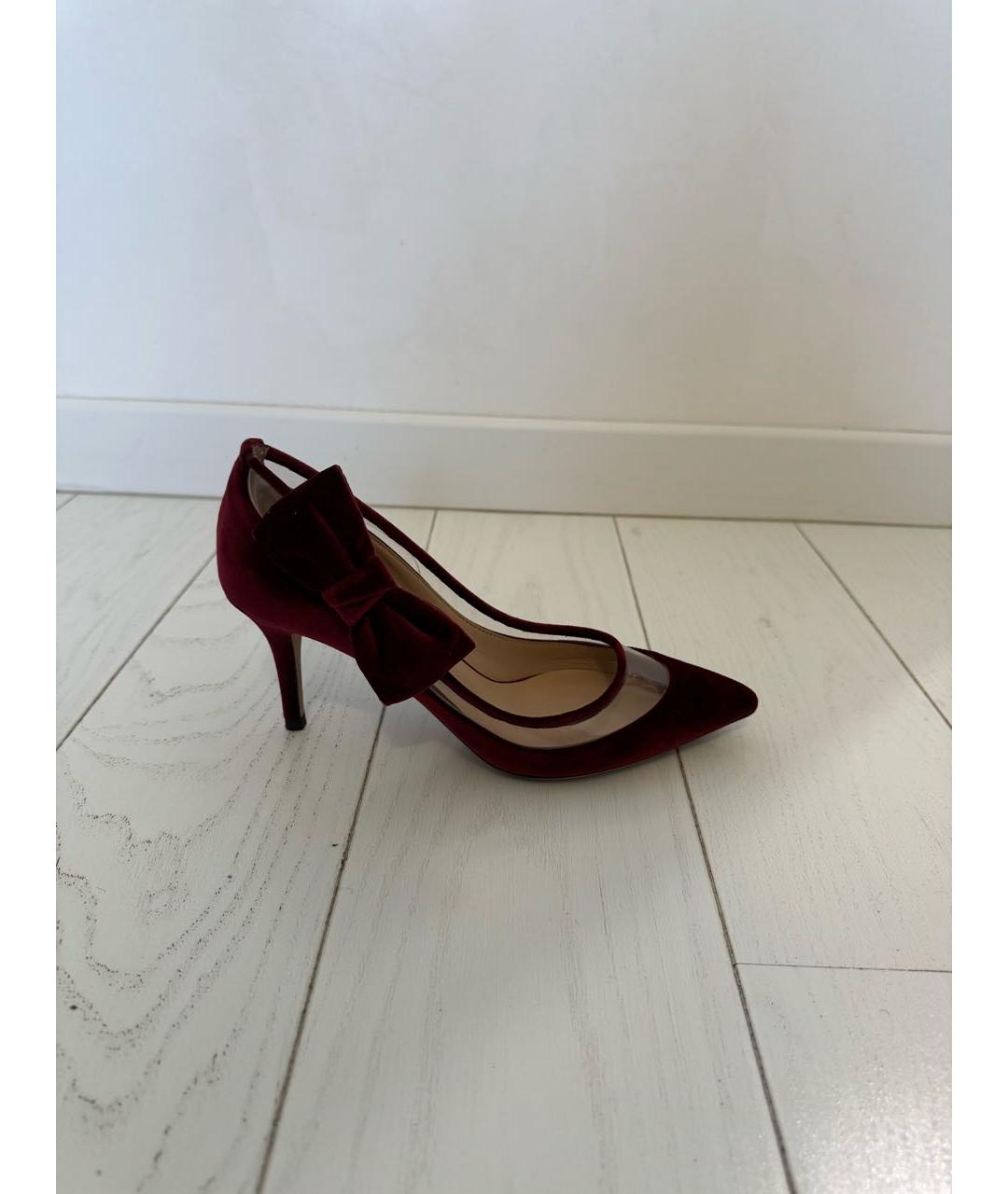 VALENTINO Бордовые бархатные туфли, фото 9