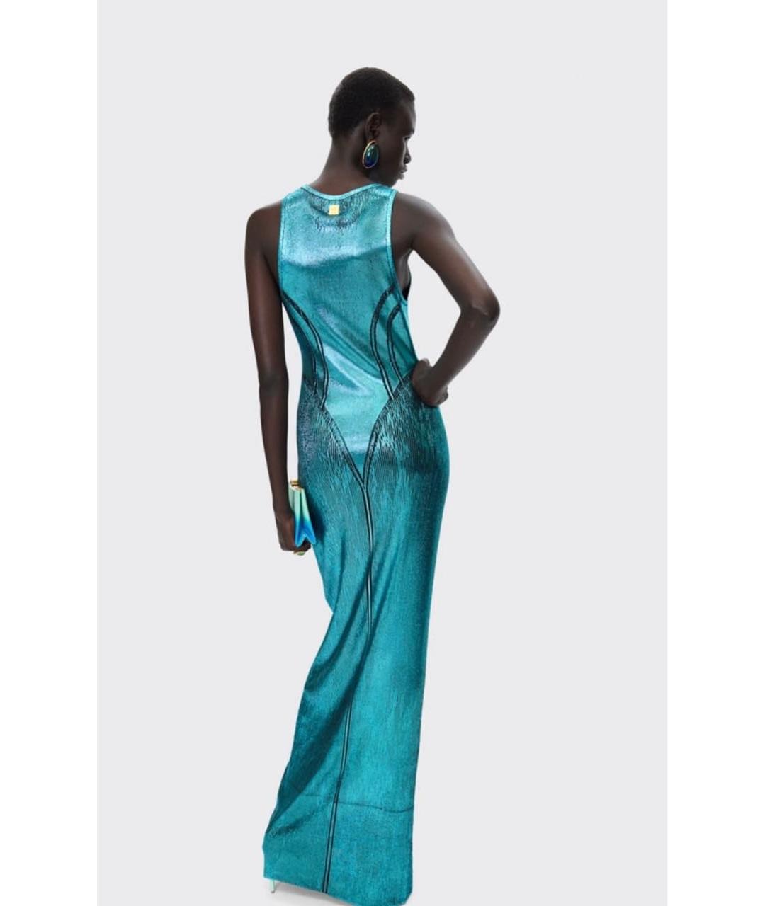 SCHIAPARELLI Бирюзовое вискозное вечернее платье, фото 4